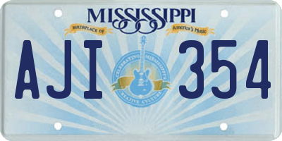 MS license plate AJI354
