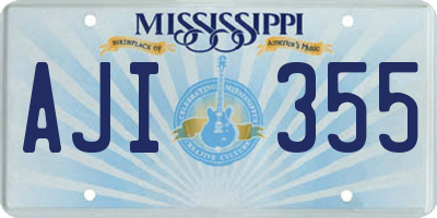 MS license plate AJI355