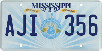 MS license plate AJI356