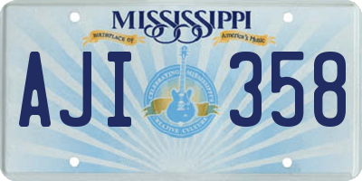 MS license plate AJI358