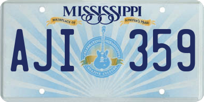 MS license plate AJI359