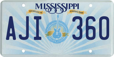 MS license plate AJI360