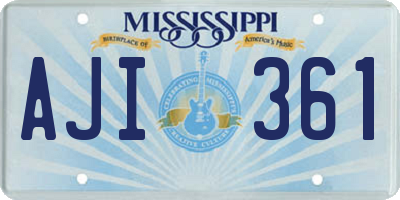 MS license plate AJI361