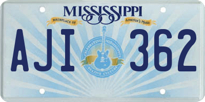 MS license plate AJI362