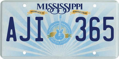 MS license plate AJI365