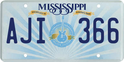MS license plate AJI366