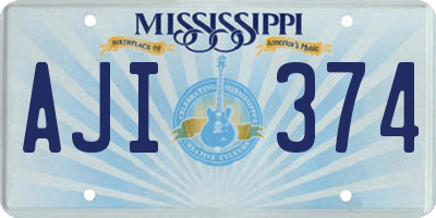 MS license plate AJI374