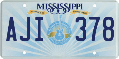 MS license plate AJI378