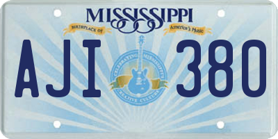 MS license plate AJI380