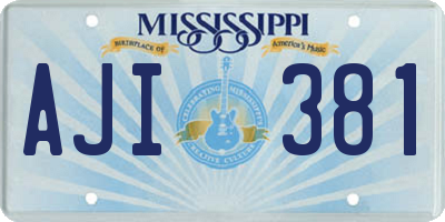 MS license plate AJI381