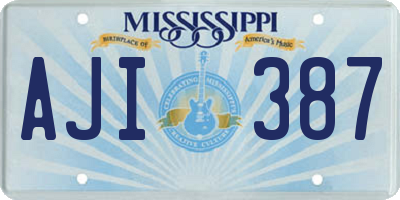 MS license plate AJI387