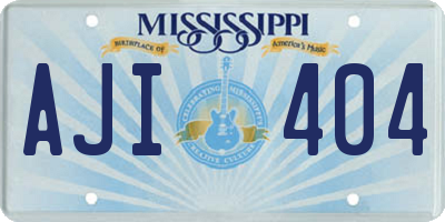 MS license plate AJI404