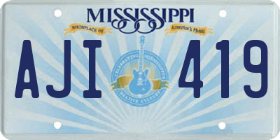 MS license plate AJI419