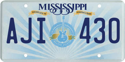 MS license plate AJI430