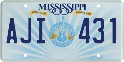 MS license plate AJI431