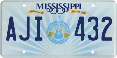 MS license plate AJI432