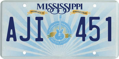 MS license plate AJI451