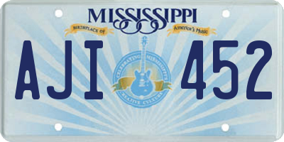 MS license plate AJI452