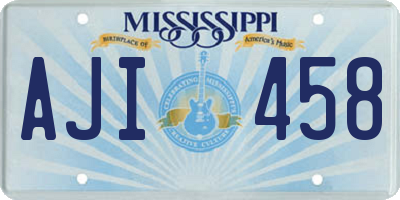 MS license plate AJI458
