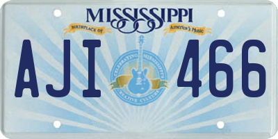 MS license plate AJI466