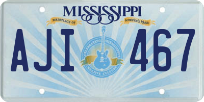 MS license plate AJI467