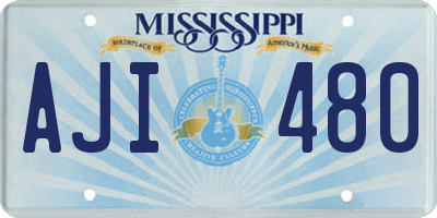 MS license plate AJI480