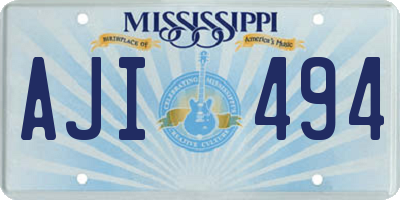 MS license plate AJI494