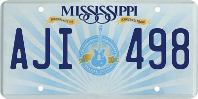 MS license plate AJI498