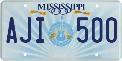 MS license plate AJI500