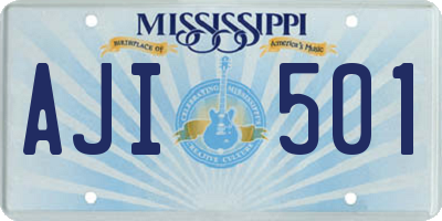 MS license plate AJI501