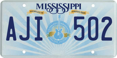 MS license plate AJI502