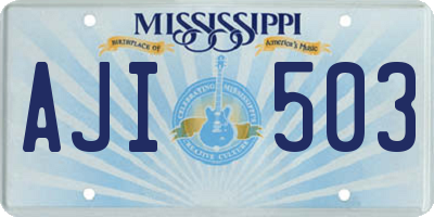 MS license plate AJI503