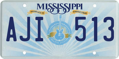 MS license plate AJI513