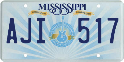 MS license plate AJI517