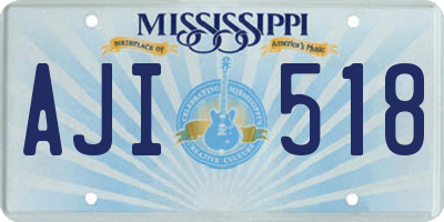 MS license plate AJI518