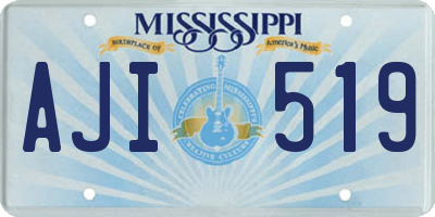 MS license plate AJI519