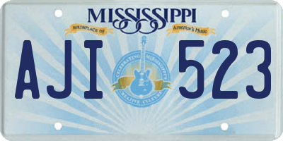 MS license plate AJI523
