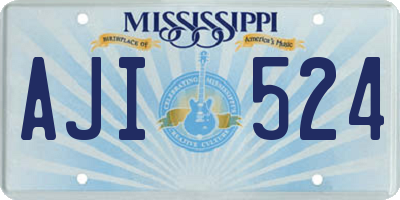 MS license plate AJI524