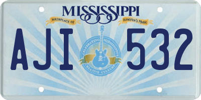 MS license plate AJI532