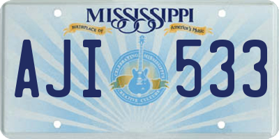 MS license plate AJI533
