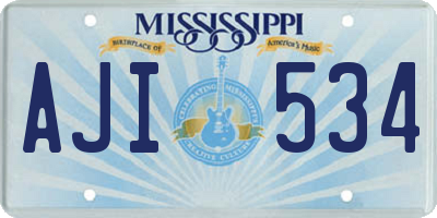 MS license plate AJI534