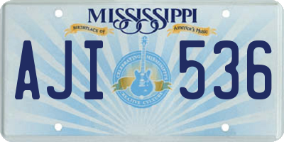 MS license plate AJI536