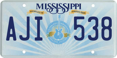 MS license plate AJI538