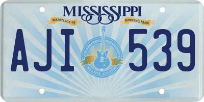 MS license plate AJI539