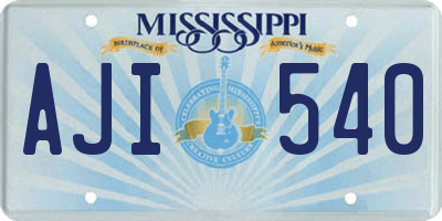 MS license plate AJI540