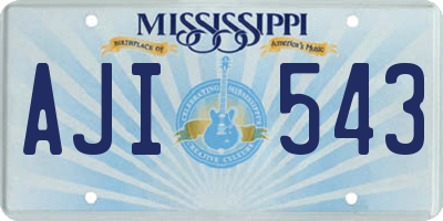 MS license plate AJI543