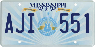 MS license plate AJI551
