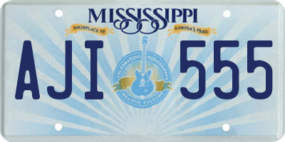 MS license plate AJI555