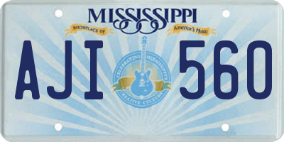 MS license plate AJI560