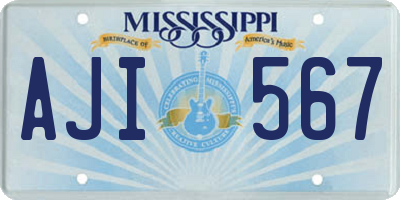 MS license plate AJI567